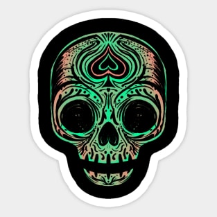 Sugar Skull - Salmon Green Sticker